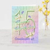 孫娘15誕生日バタフライガーデンカード カード (黄色い花)