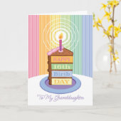 孫娘16誕生日4層状ケーキスライス カード (黄色い花)