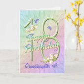 孫娘18誕生日バタフライガーデンカード カード (黄色い花)