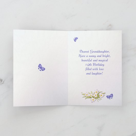 孫娘19誕生日バタフライガーデンカード カード (内部)