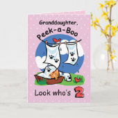 孫娘2歳の誕生日、Peek-a-Boo Kitten カード (黄色い花)