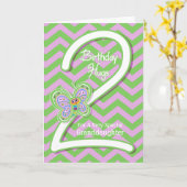 孫娘2ndバースデーバタフライハグ カード (黄色い花)