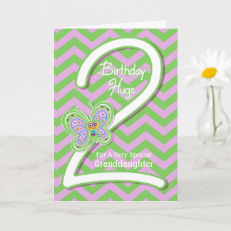 孫娘2ndバースデーバタフライハグ カード