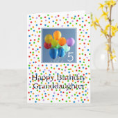 孫娘5歳の誕生日の風船 カード (黄色い花)