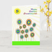 孫娘5歳、幸せな花のカード カード (黄色い花)