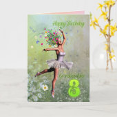 孫娘8歳、花妖精の誕生日カード カード (黄色い花)