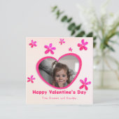 孫娘 ピンクの花 バレンタインデーの写真 シーズンカード (スタンド正面)