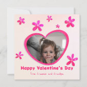 孫娘 ピンクの花 バレンタインデーの写真 シーズンカード (正面)