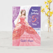 孫娘、第5誕生日、かわいらしプリンセス カード (黄色い花)