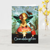 孫娘、誕生日カード、かわいい小さな妖精 カード (黄色い花)
