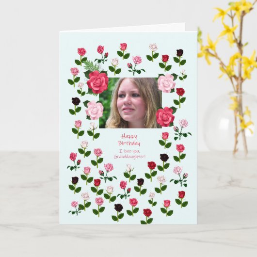 孫娘、誕生日、バラ カード (黄色い花)