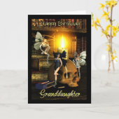 孫娘、豆電球-妖精のバースデー・カード カード (黄色い花)