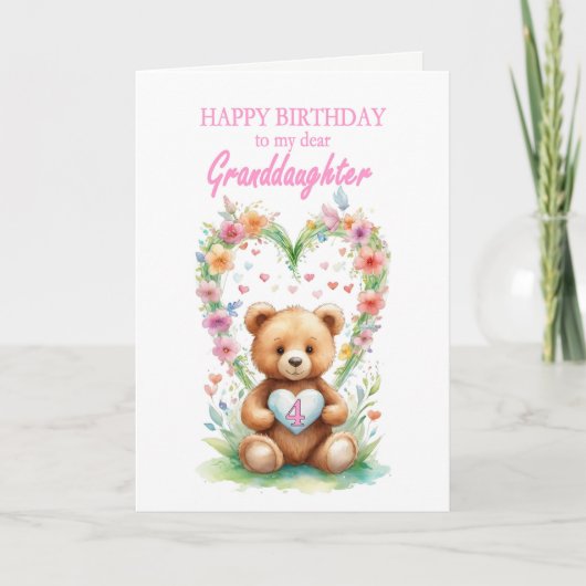 孫娘Age 4テディベア カード (正面)
