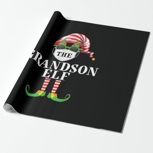 孫小妖精や小人マッチングクリスマス ラッピングペーパー (アンロールド)