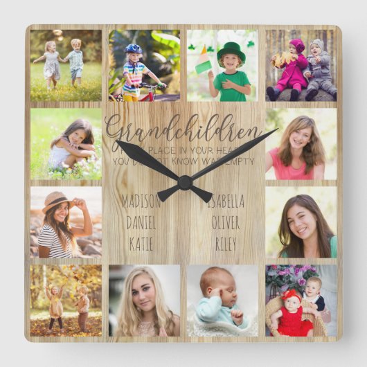 孫引用文12フォトウッドカスタムスクエア スクエア壁時計 (正面)