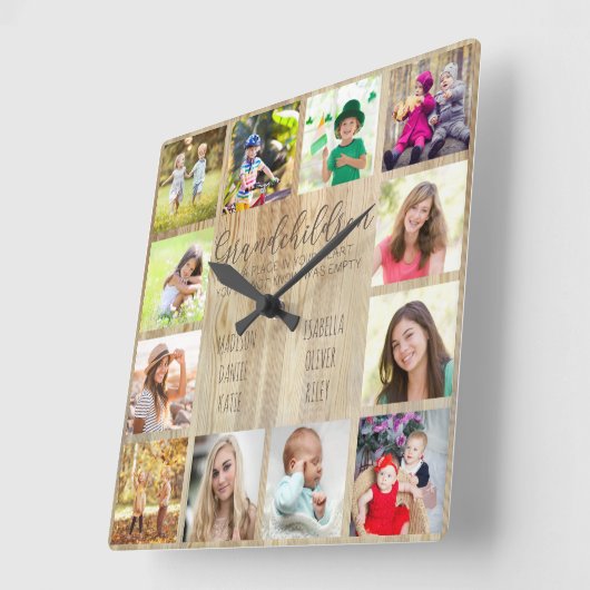 孫引用文12フォトウッドカスタムスクエア スクエア壁時計 (傾斜)