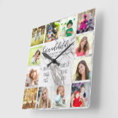 孫引用文12フォトグレーマーブルカスタム スクエア壁時計 (傾斜)