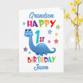 孫恐竜1歳の誕生日 カード (黄色い花)