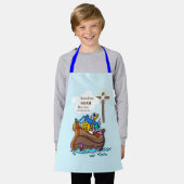 孫洗礼ノアの箱舟パーソナライズされた エプロン (着用した状態)