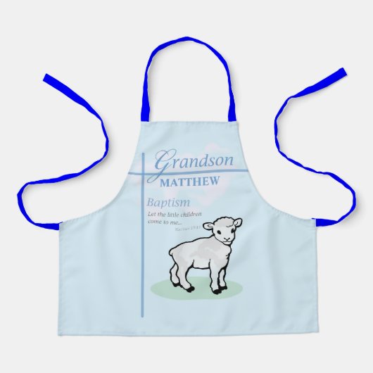 孫洗礼ブルーボーイラムパーソナライズされた エプロン (正面)