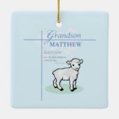 孫洗礼ブルーボーイラムパーソナライズされた セラミックオーナメント (裏面)