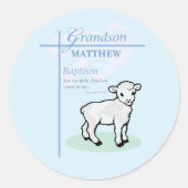 孫洗礼ブルーボーイラムパーソナライズされた ラウンドシール (正面)