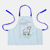孫洗礼ブルーラムパーソナライズされた エプロン (正面)