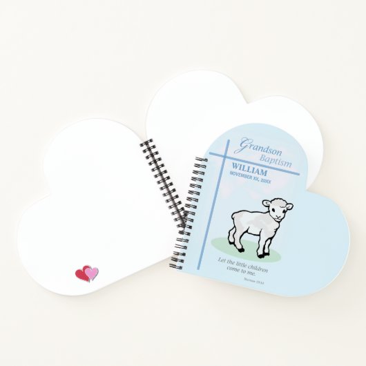孫洗礼ブルーラムパーソナライズされた ノートブック (内部)