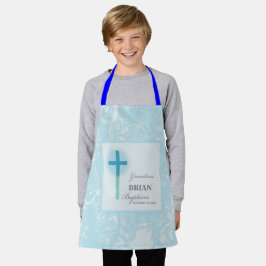 孫洗礼ブルーレースパーソナライズされた エプロン