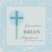 孫洗礼ブルーレースパーソナライズされた シール (正面)