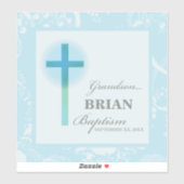 孫洗礼ブルーレースパーソナライズされた シール (シート)