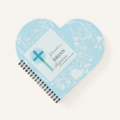 孫洗礼ブルーレースパーソナライズされた ノートブック (正面)