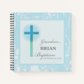 孫洗礼ブルーレースパーソナライズされた ノートブック (正面)