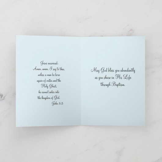 孫洗礼男の赤ちゃん《キリスト教》洗礼式や命名式賛美ズ カード (内部)