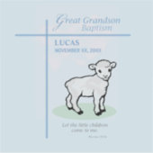 孫洗礼素晴らしブルーラムパーソナライズされた シール (正面)