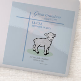 孫洗礼素晴らしブルーラムパーソナライズされた シール