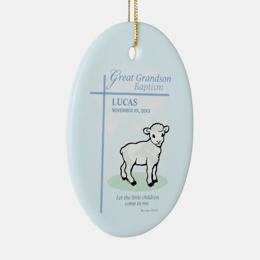 孫洗礼素晴らしブルーラムパーソナライズされた セラミックオーナメント (右)
