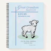 孫洗礼素晴らしブルーラムパーソナライズされた ノートブック (正面)