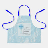 孫洗礼素晴らしブルーレースパーソナライズされた エプロン (正面)