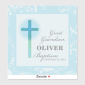 孫洗礼素晴らしブルーレースパーソナライズされた シール (シート)