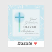 孫洗礼素晴らしブルーレースパーソナライズされた シール (シート)