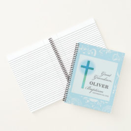 孫洗礼素晴らしブルーレースパーソナライズされた ノートブック