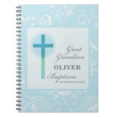 孫洗礼素晴らしブルーレースパーソナライズされた ノートブック (正面)