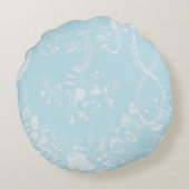 孫洗礼素晴らしブルーレースパーソナライズされた ラウンドクッション (裏面)