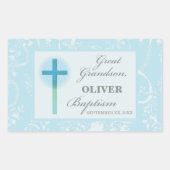 孫洗礼素晴らしブルーレースパーソナライズされた 長方形シール (正面)