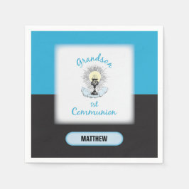 孫第一聖餐式ブルーカップ スタンダードカクテルナプキン