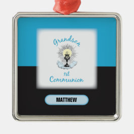 孫第一聖餐式ブルーカップ メタルオーナメント