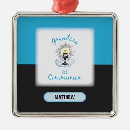 孫第一聖餐式ブルーカップ メタルオーナメント (正面)
