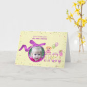 孫素晴らしの1歳の誕生日フォトカード カード (黄色い花)