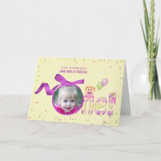 孫素晴らしの1歳の誕生日フォトカード カード (正面)